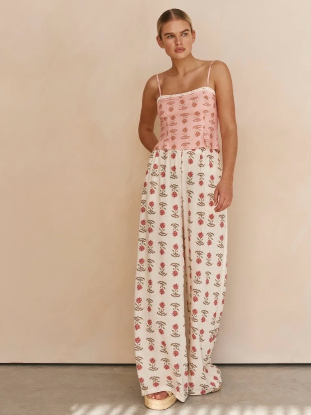 VRG GRL Wide-Leg Cream Pants